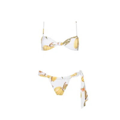 Aguaclara Women's Yellow Fruits De L'est Bandeau Top - Side Tie String Bottom In Multi