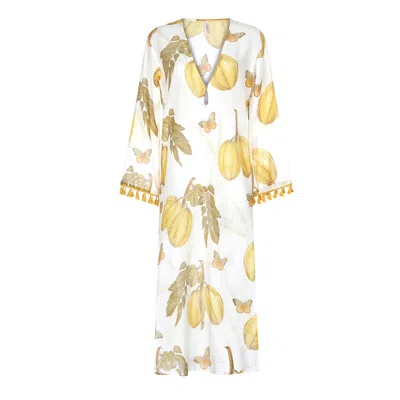Aguaclara Women's Yellow Fruits De L'est Long Kaftan In Multi