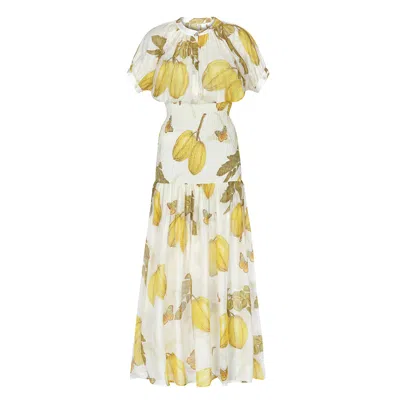 Aguaclara Women's Yellow Fruits De L'est Maxi Dress In White