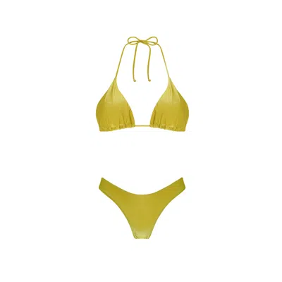 Aguaclara Women's Yellow Lime House Triangle Top - High Leg Bottom