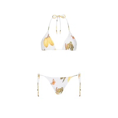 Aguaclara Women's Yellow Triangule Top & Side Tie Bottom Fruits De Lest