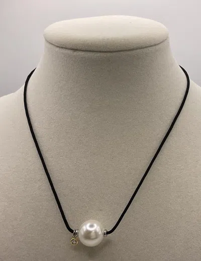 Aguasanta Women's Adjustable Necklace With Big Pearl In Silver In Black