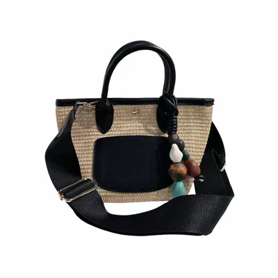 Ahdorned Carey Mini Raffia Tote In Black