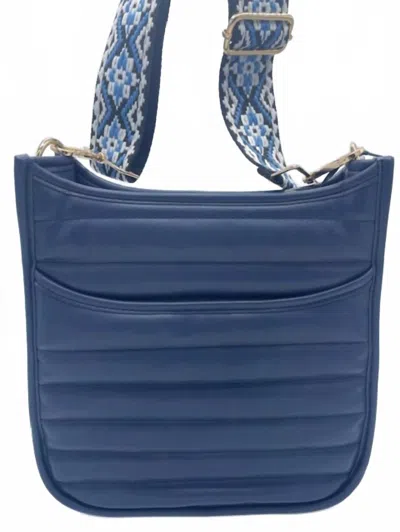 Ahdorned Char Quilted Messenger Bag In Navy In Blue