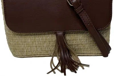 Ahdorned Colleen Basket Weave/faux Leather Clutch In Brown