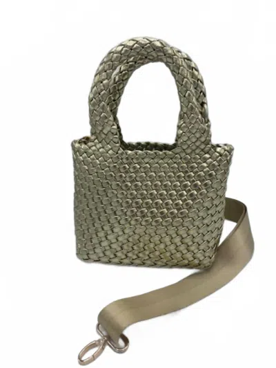 Ahdorned Leah Small Tote And Crossbody Strap In Gold In Green
