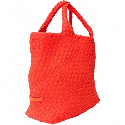 Ahdorned Lily Woven Neoprene Tote In Neon Orange