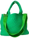 Ahdorned Lily Woven Neoprene With Pouch Tote Bag In Neon Green