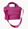 AHDORNED LINDA WOVEN VELOUR TOTE IN HOT PINK