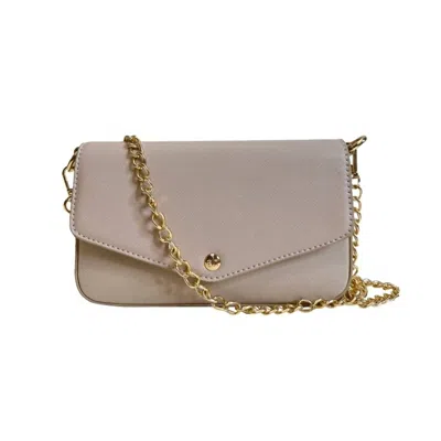 Ahdorned Louise Faux Leather Envelope Bag W/ Removable Strap In Cream In Beige