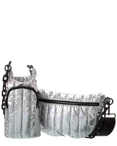 Ahdorned Roxy Water Bottle & Reese Sling Bag In Silver