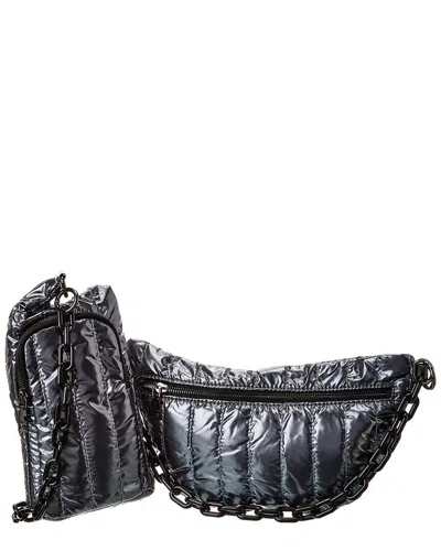Ahdorned Roxy Water Bottle & Reese Sling Bag In Silver