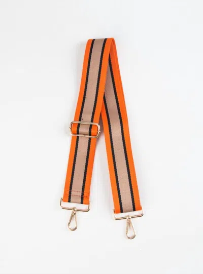 Ahdorned Stripe Guitar Strap In Orange/black/khaki