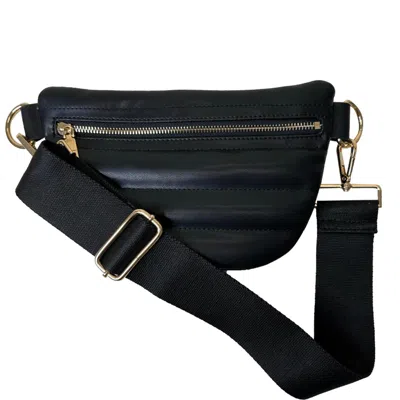 Ahdorned Sylvia Large Faux Leather Quilted Waist/sling Bag In Black