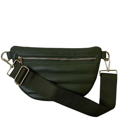 Ahdorned Sylvia Large Quilted Faux Leather Waist Sling Bag In Army In Green