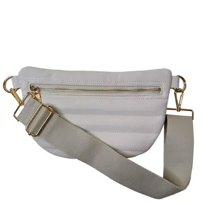 Ahdorned Sylvia Large Quilted Faux Leather Waist/sling Bag In Cream In White