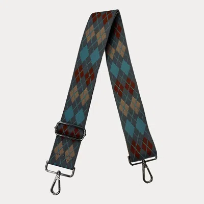 Ahdorned Women's Argyle Bag Strap In Grey/rust/cream/blue In Multi