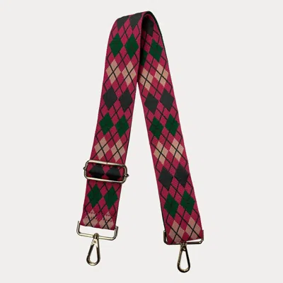 Ahdorned Women's Argyle Bag Strap In Pink/green In Multi