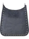 Ahdorned Women's Classic Studded Messenger Bag In Grey In Grey