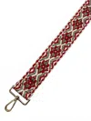 Ahdorned Women's Embroidered Aztec Straps In Red/ Olive With Gold Hardware In Multi