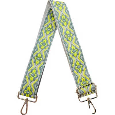 Ahdorned Women's Embroidered Aztec Straps In Yellow/sage With Gold Hardware In Multi