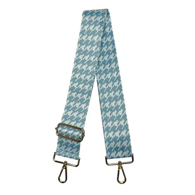 Ahdorned Women's Embroidered Houndstooth Bag Strap In Blue & White In Multi