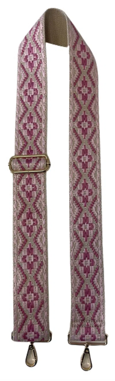 Ahdorned Women's Embroidered Medallion Bag Strap In Light Pink/dark Pink In Multi