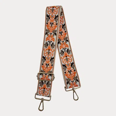 Ahdorned Women's Floral Embroidered Strap In Orange/camel In Multi