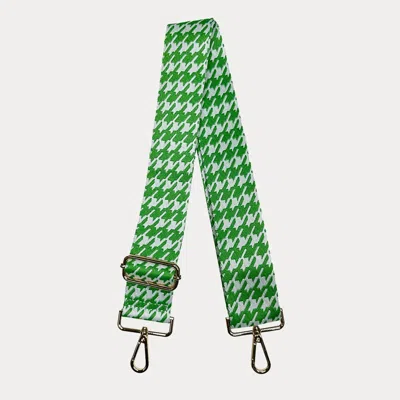 Ahdorned Women's Houndstooth Adjustable Bag Strap In Green Apple/white In Multi