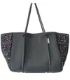 Ahdorned Women's Neoprene Tote Bag In Gray W/ Leopard In Multi