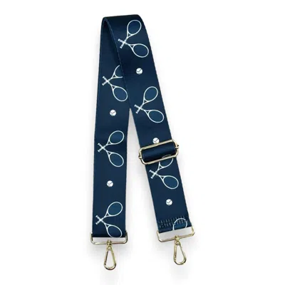 Ahdorned Women's Sports Guitar Straps In Navy Tennis Racket In Blue