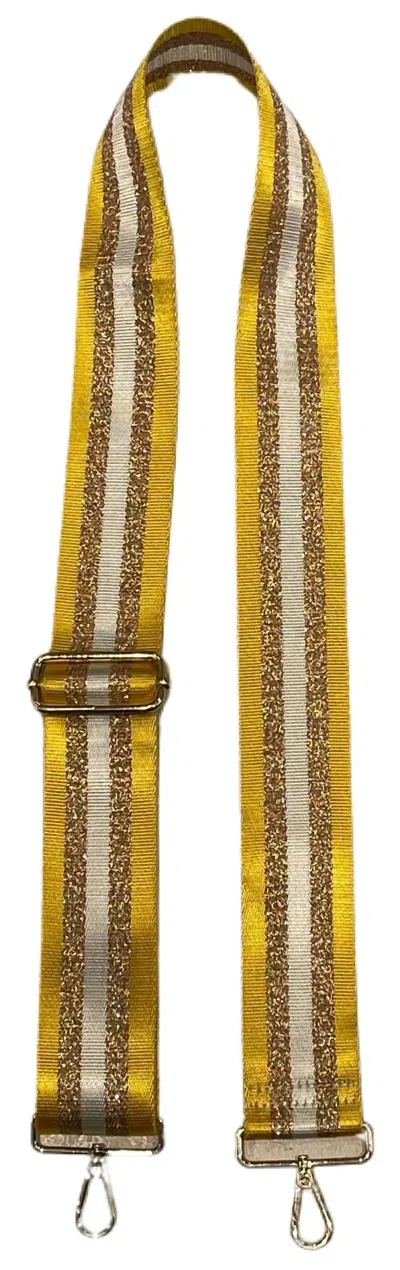 Ahdorned Women's Stripe Bag Strap In Yellow, Gold & White In Multi