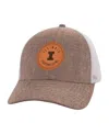 AHEAD MEN'S AHEAD TAN, WHITE ILLINOIS FIGHTING ILLINI PREGAME ADJUSTABLE HAT