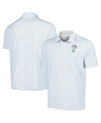 Ahead Men's  White Wgc-dell Technologies Match Play Islander Feed Striped Polo Shirt