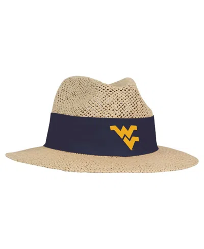 Ahead Men's Tan West Virginia Mountaineers Wellington Gambler Straw Hat In Tan Navy