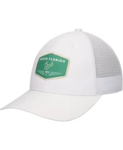 Ahead Men's White South Florida Bulls Brant Trucker Adjustable Hat In White,forest Green