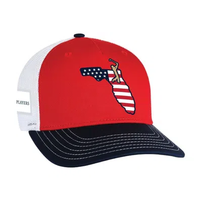 Ahead The Players   Red Americana Wave Rider Trucker Hat