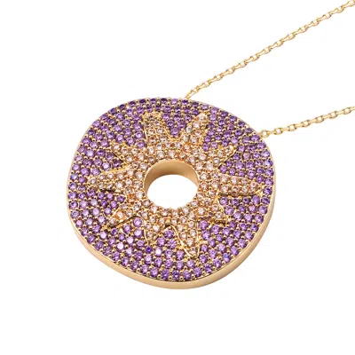 Şahika Love Women's Tarik Gold Plated Silver Pendant Necklace In Purple