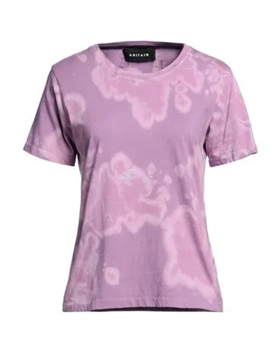 Ahirain Woman T-shirt Light Purple Size M Cotton