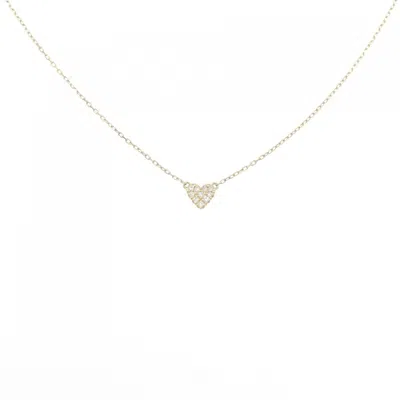 Pre-owned Ahkah Heart Pave Yellow Gold (18k) Necklace ()