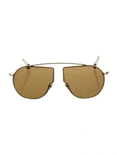 Pre-owned Ahlem Aviator Mirrored Sunglasses In Gold