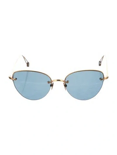 Pre-owned Ahlem Cat-eye Tinted Sunglasses In Gold