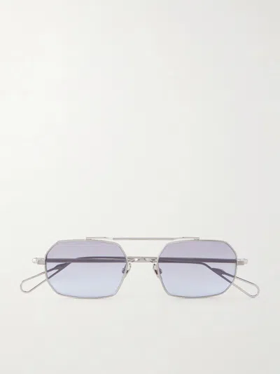 Ahlem Clovis Aviator-style Silver-tone Sunglasses In Blue