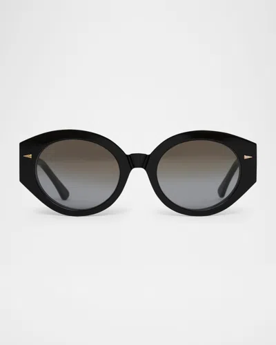 Ahlem Eyewear Art Deco Acetate & Nylon Round Sunglasses In Black