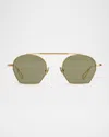 Ahlem Eyewear Chaillot Metal & Nylon Round Sunglasses In Champagne