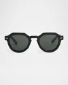 Ahlem Eyewear Grenelle Acetate & Nylon Round Sunglasses In Black