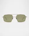 Ahlem Eyewear Haussman Rectangle Metal & Nylon Sunglasses In Grey Gold