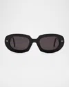 Ahlem Eyewear Lombards Acetate & Nylon Oval Sunglasses In Black