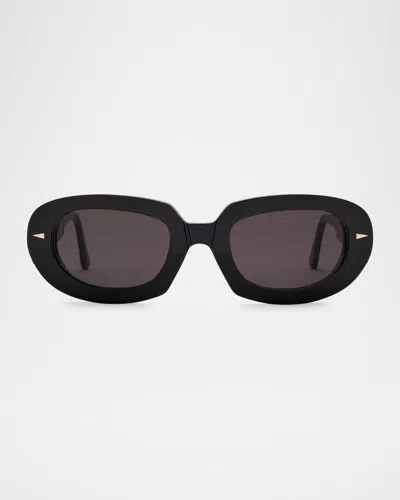 Ahlem Eyewear Lombards Acetate & Nylon Oval Sunglasses In Black