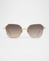 Ahlem Eyewear Marceline Metal & Nylon Square Sunglasses In Peony Gold